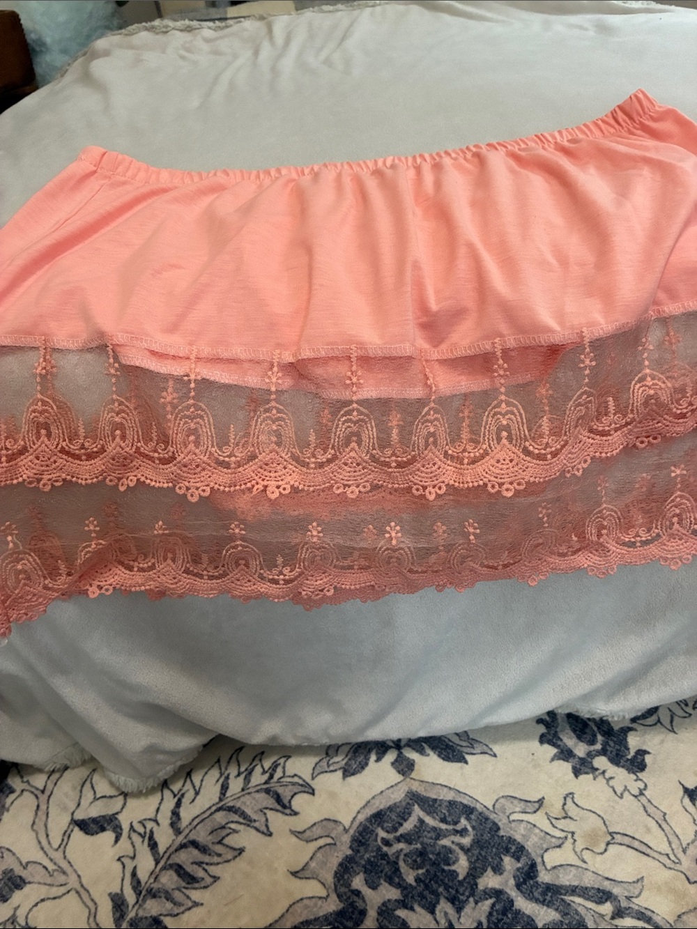 Unlisted Coral Pink Lace-Trim Mini Skirt